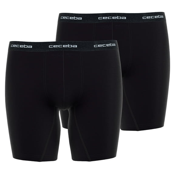 Ceceba Men's Shorts, Pack Of 2 - Boxer, Basic, Cotton, M-7Xl, Plain Black 3Xl (Xxx-Large)