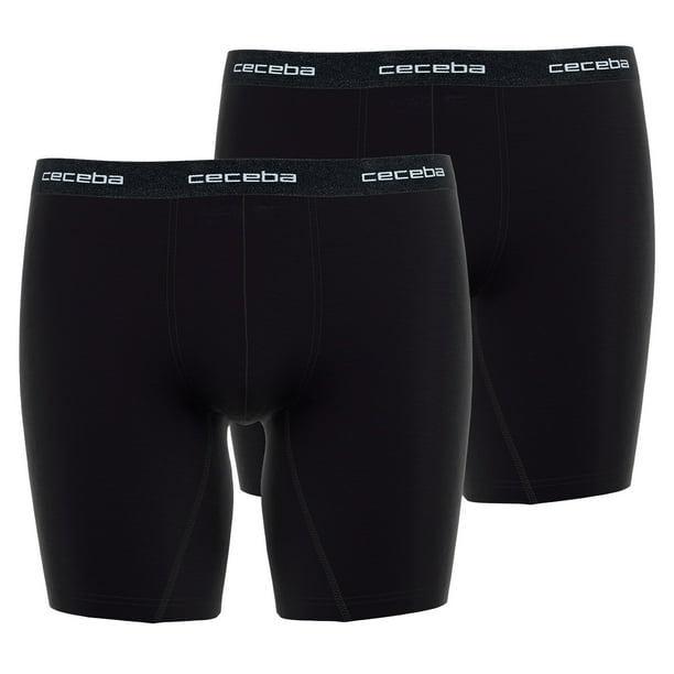 CECEBA Pantalones cortos para hombres, paquete de 2 - Boxer, básicos, de algodón, M-7XL, lisos Negro 3XL (XXX-Large)
