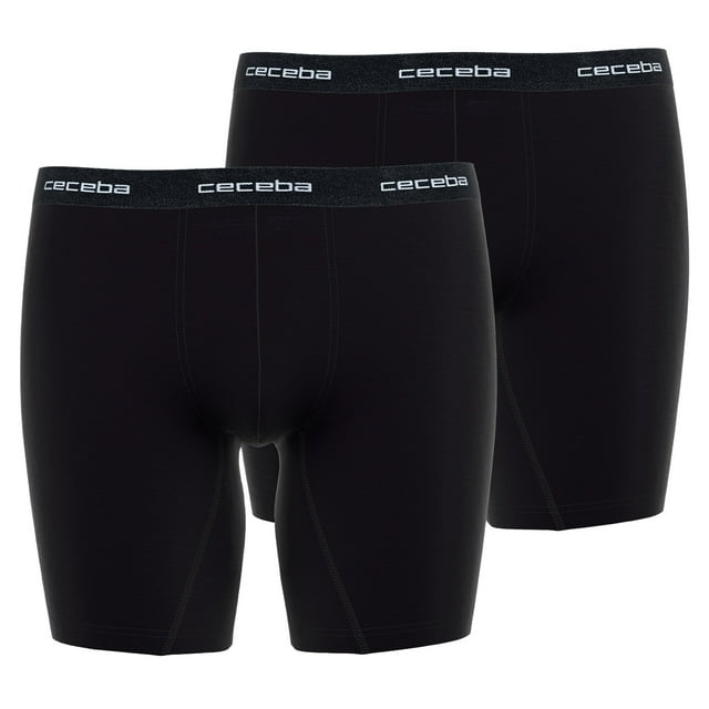 CECEBA Pantalones cortos para hombres, paquete de 2 - Boxer, básicos, de algodón, M-7XL, lisos Negro XL (X-Large)