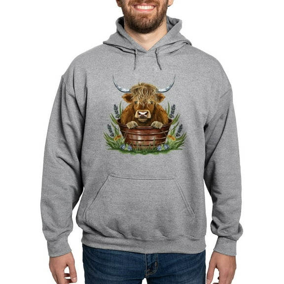 CafePress - Highland Cow Sitting In A Metal - Pullover Hoodie, Hooded Sweatshirt