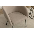 thumbnail image 4 of Upholstered Sherpa Dining Chair, Light Coffee Boucle Chairs with Arms, Curved Back Makeup Vanity Chair for Girls Women, Cozy Dining Room Chair with Black Metal Legs, 4 of 9