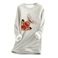 thumbnail image 2 of Jovatis Hauts pour Femmes Habillés Décontractés Automne, Mode Féminine Impression de Noël Manches Régulières Hiver Ample Vacances Décontracté Col Rond Chemise Hauts/gris,(L), 2 of 5