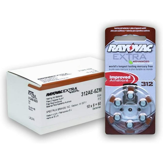 120-Pack Size 312 Rayovac Hearing Aid Batteries