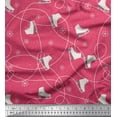 thumbnail image 1 of Soimoi Pink Moss Georgette Fabric Snow Flake & Ice Skates Travel Print Fabric by the Yard 42 Inch Wide, 1 of 3