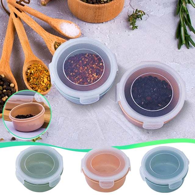 Xihbxyly Contenedor de Alimentos, Diseño Mini Redondo, Pp Ecológico, Mantiene La Frescura de Granos y Refrigerios, Fácil de Limpiar, Portátil para Picnics, Tamaño 10 X 10 X 5,5 Cm.