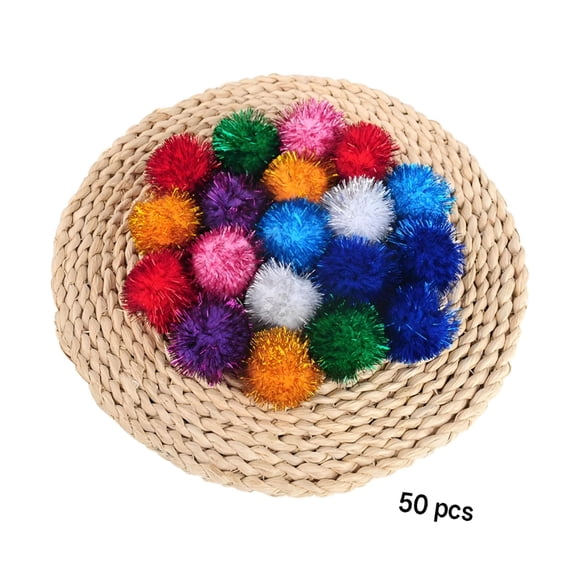 BESTSKY 50Pcs 1.38" Sparkle Ball Cat Toy Interactive Balls Multicolor for Kittens Exercise and Multiple Cats Play