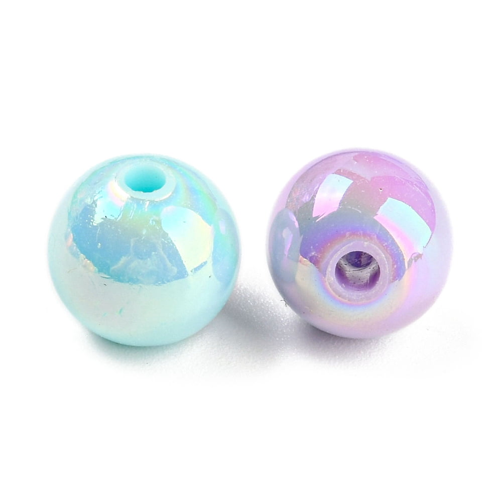 Opaque Acrylic Beads AB Color Plated Round Mixed Color 10x9mm Hole: 2mm about 1000pcs/500g
