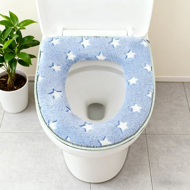 Funda lavable para asiento de inodoro | Cojín de terciopelo suave y afelpado para asiento de inodoro para mayor calidez en invierno | Alfombrilla de baño luminosa para la noche