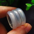 thumbnail image 3 of Natural white agate jade ring, handmade sculpture simple jade ring, men party wedding jewelry gift rings for men woman, 3 of 5