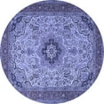 thumbnail image 1 of Ahgly Company Machine Washable Indoor Round Medallion Blue Traditional Area Rugs, 6' Round, 1 of 4