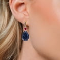 thumbnail image 3 of Gem Stone King 925 Silver and 10K Yellow Gold Blue Created Sapphire and Red Created Ruby Earrings for Women | 25.94 Cttw | Gemstone September Birthstone | Pear Shape 18X13MM, 3 of 6