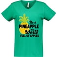 thumbnail image 3 of Inktastic Be a Pineapple In a World Full of Apples Women's V-Neck T-Shirt, 3 of 5