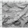 thumbnail image 2 of Soimoi Bird & Flowers Print,Cotton Cambric, Quilting Fabric Sold by The Yard 42 Inch Wide, Medium Weight Cotton Fabric, SewingSupplies,Black & Gray, 2 of 5