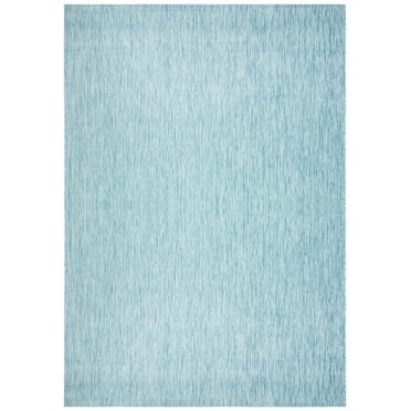 SAFAVIEH Courtyard Mitre Geometric Indoor/Outdoor Area Rug, Aqua/Aqua, 10' x 14'