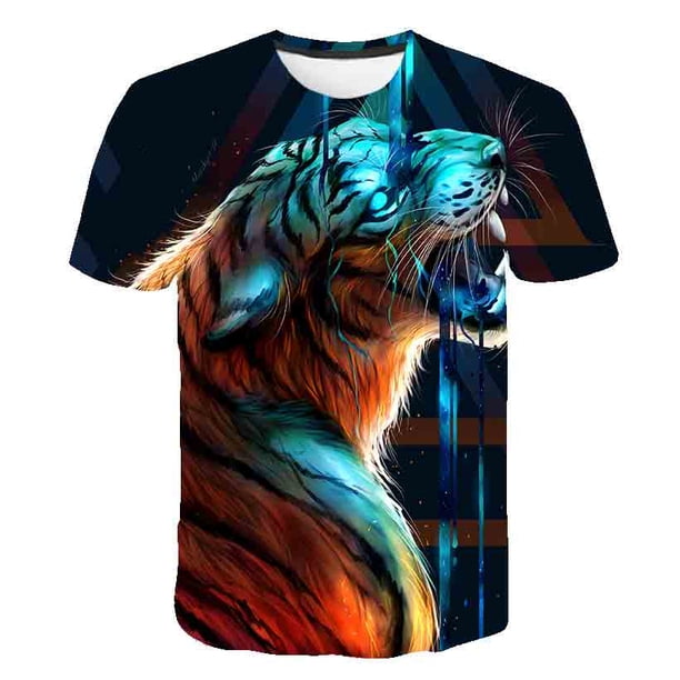 Camiseta con diseño de lobo y Animal para niño, ropa para niña, camiseta de moda 3D con dibujos animados para niño de 1 a 14 años, camiseta informal de verano para niños de Hip Hop Street Top11T Gao Jinjia LED