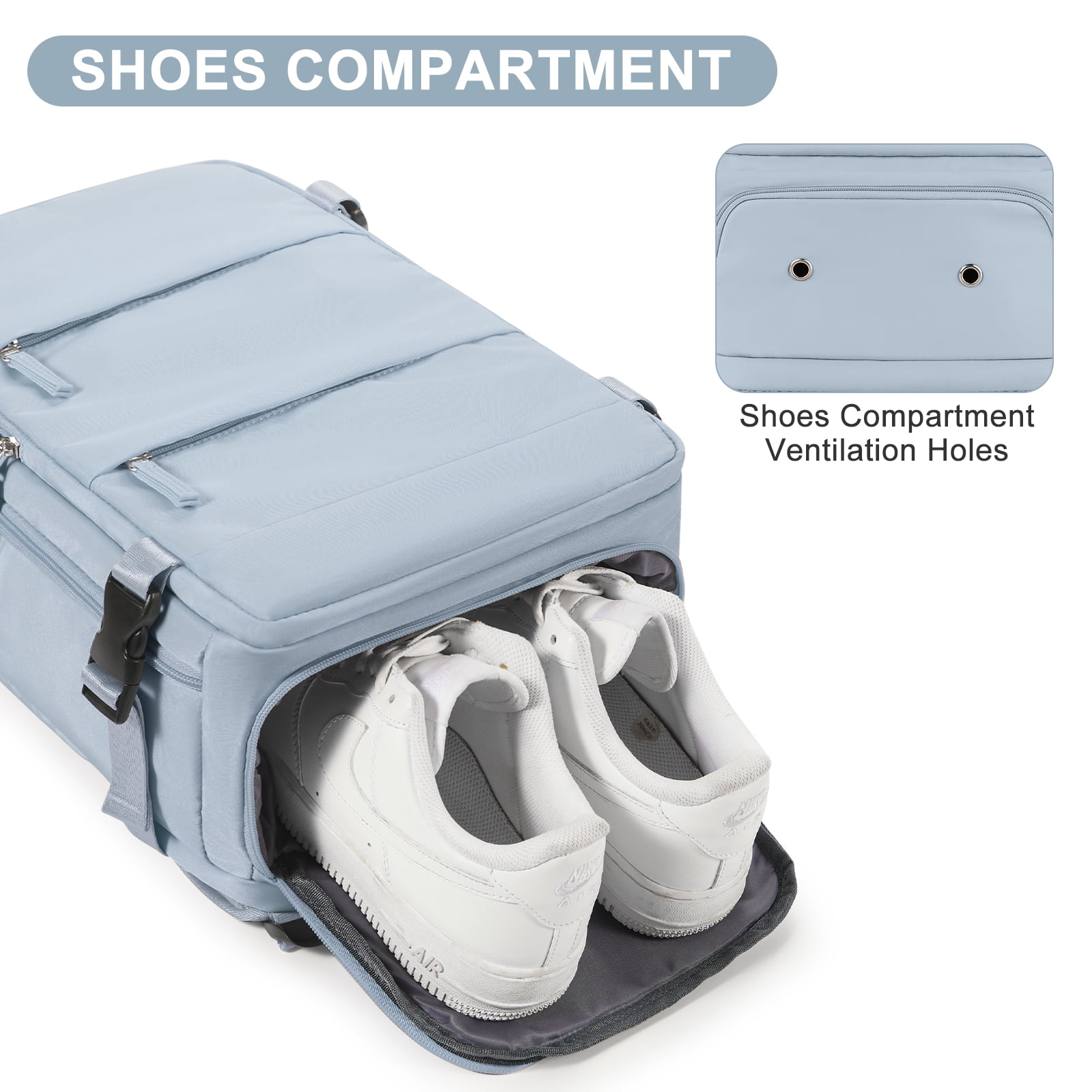 Large Travel Backpack for Women Men Airplane Approved, Carry on Backpack for Men Personal Item Travel Bag Carry on Flight, Waterproof Laptop Backpack Casual Daypack for Hiking with Shoes Compartment