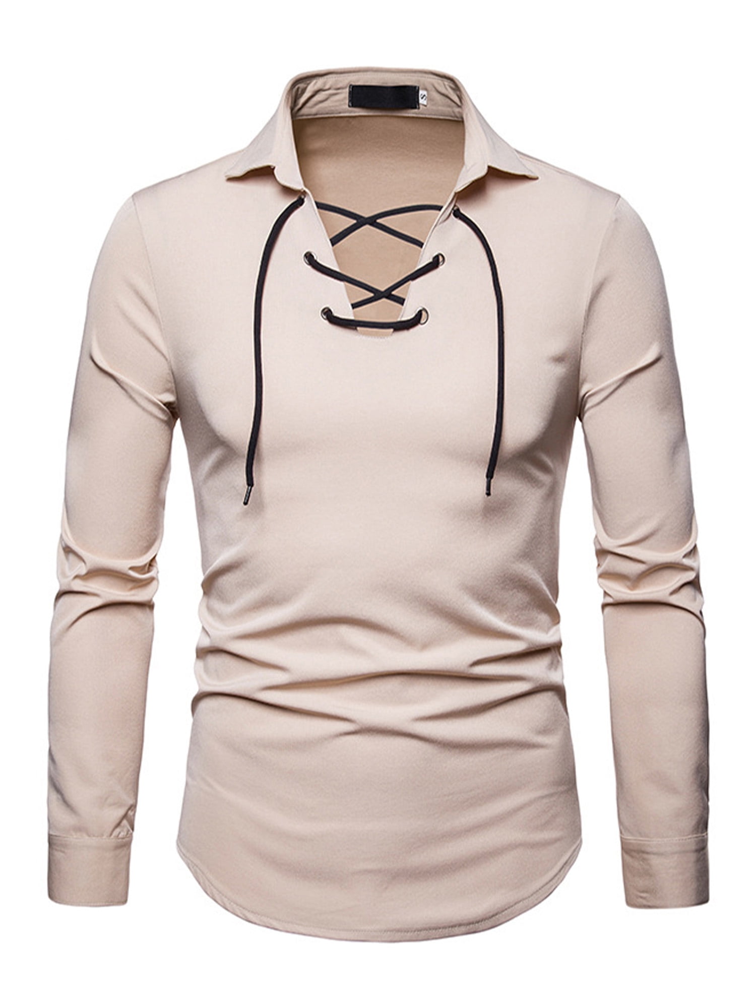 Jacobite Ghillie Shirt for Kilts Men’s Long Sleeve Shirt w/Leather Tie 