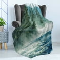 thumbnail image 4 of Yellowstone Soft Flannel Fleece Blanket, Fog on Yellowstone River Alpine Trees by the Bank Wilderness Waterscape Picture, Cozy Plush for Indoor and Outdoor Use, 50" x 60", Green Blue, by Ambesonne, 4 of 5