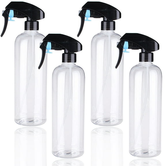4Pcs Fine Mist Empty Spray Bottles Plastic Empty Clear Spray Bottle,Refillable 16 oz Containers for Cleaning Products,Hair spray,Aromatherapy,Misting Plants,or Cooking