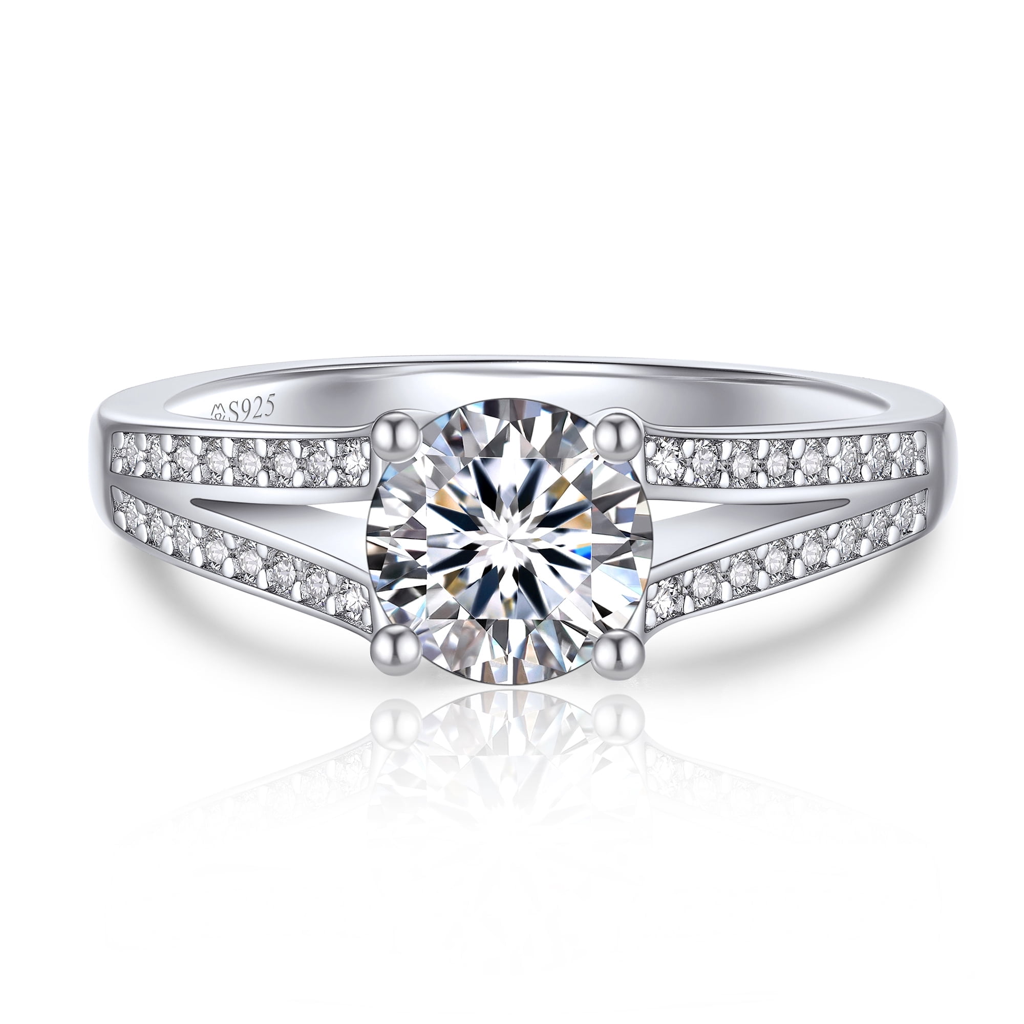 MomentWish Promise Rings, 1Carat Moissanite Engaegment Rings, D Color VVS1 Simulated Diamond 925 Sterling Silver Ring For Women
