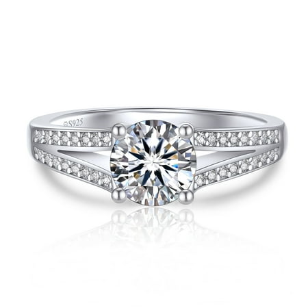 MomentWish Promise Rings, 1Carat Moissanite Engaegment Rings, D Color VVS1 Simulated Diamond 925 Sterling Silver Ring For Women
