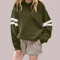 thumbnail image 2 of Atogsazn Kids Girl Oversized Sweatshirt Casual Striped Long Sleeve Pullover Sweater Fall Relaxed Fit Clothing Tops 02-Army Green 7-8Years Fashion, 2 of 4