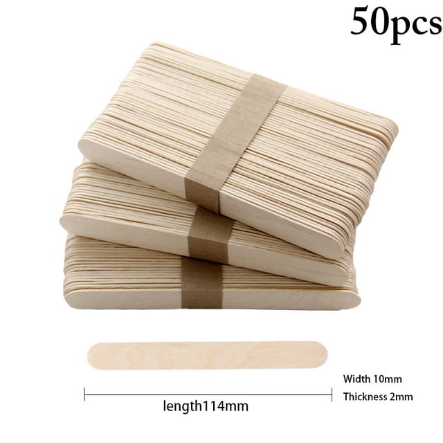 Coofit 50PCS Kids Ice Cream Stick DIY Safe Creative Wooden Popsicle Stick Ice Pop Stick