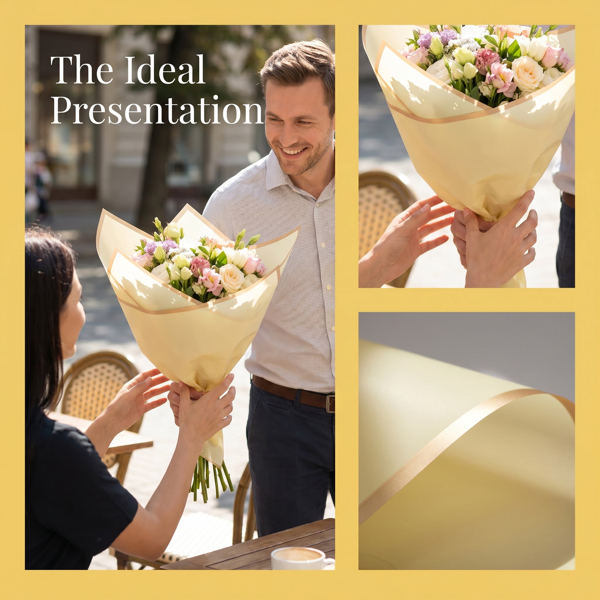 Unique Bargains 20Pcs Waterproof Matte Gift Wrapping Paper Sheets Pale Yellow 22" x 22"