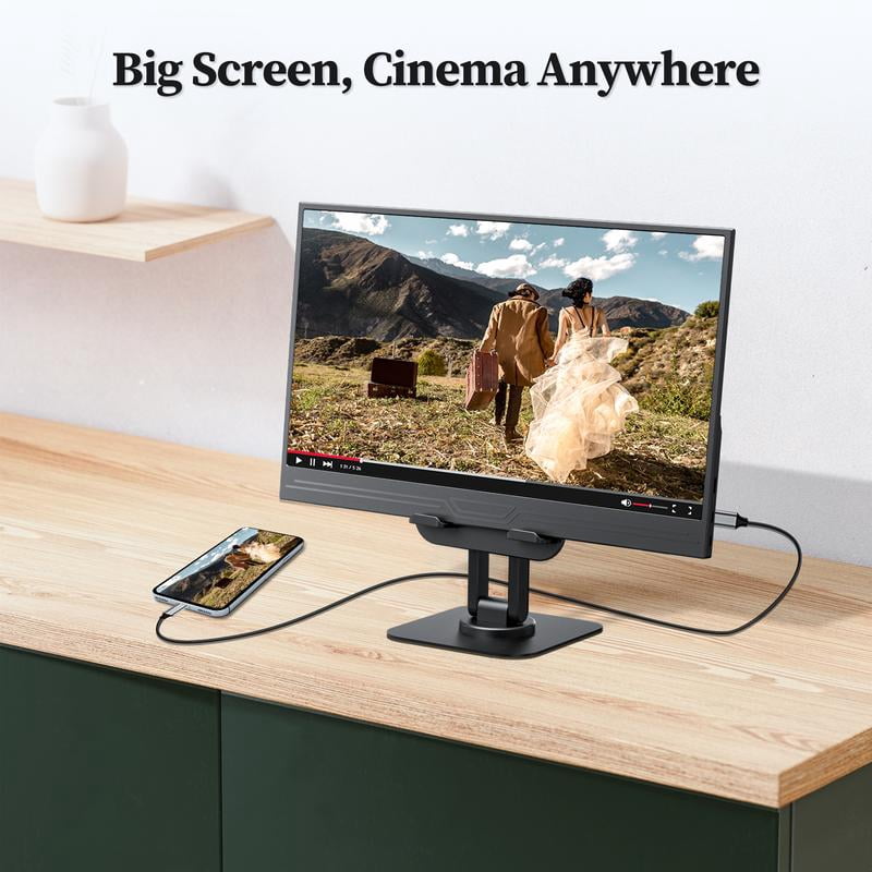 VEOUT Portable Monitor 13.3 inch FHD 1080P IPS FreeSync USB C and HDMI Ultra Slim with Stand for Gaming and Office