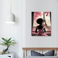 thumbnail image 3 of COMIO African American Wall Art Black Pink Flowers Canvas Prints Modern Black and White Wall Art Fashion Paris Decoration Pictures Painting Framed Artwork Home Decor for Bedroom Bathroom, 3 of 4