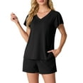thumbnail image 2 of MINTREUS Women's Knit Pajamas Set Ruffle Sleeves Sleepwear Casual 2 Piece Pjs Soft Loungewear with Pockets, 2 of 6