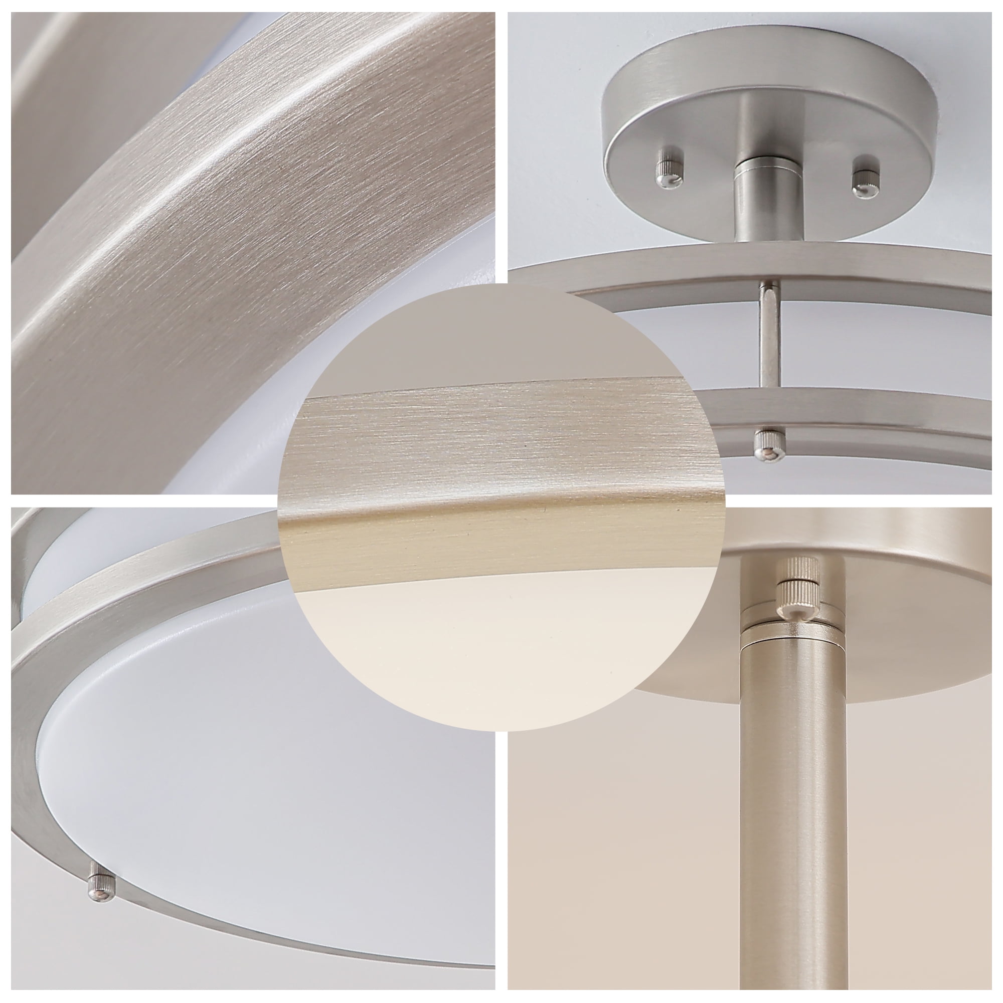 Lucere 14'' Modern LED Semi Flush Mount Ceiling Light Fixture ,Brushed Nickel Ceiling Light, 4000K Cool White, Dimmable, CETL Listed, Modern Lamps for Living Room Ceiling