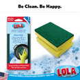 thumbnail image 7 of LOLA Heavy Duty Non-Scratch Scouring Sponge, Sponge Side Wipes & Protects Hands, Fiber Side Cleans & Scrubs, 3.75" x 2.75" x 1.875", 7 of 7