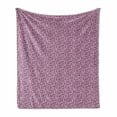 thumbnail image 1 of Floral Soft Flannel Fleece Throw Blanket, Continuous Pattern with Monochrome Flowers on Thin Branches, Cozy Plush for Indoor and Outdoor Use, 70" x 90", Pale Purple and Cream, by Ambesonne, 1 of 5