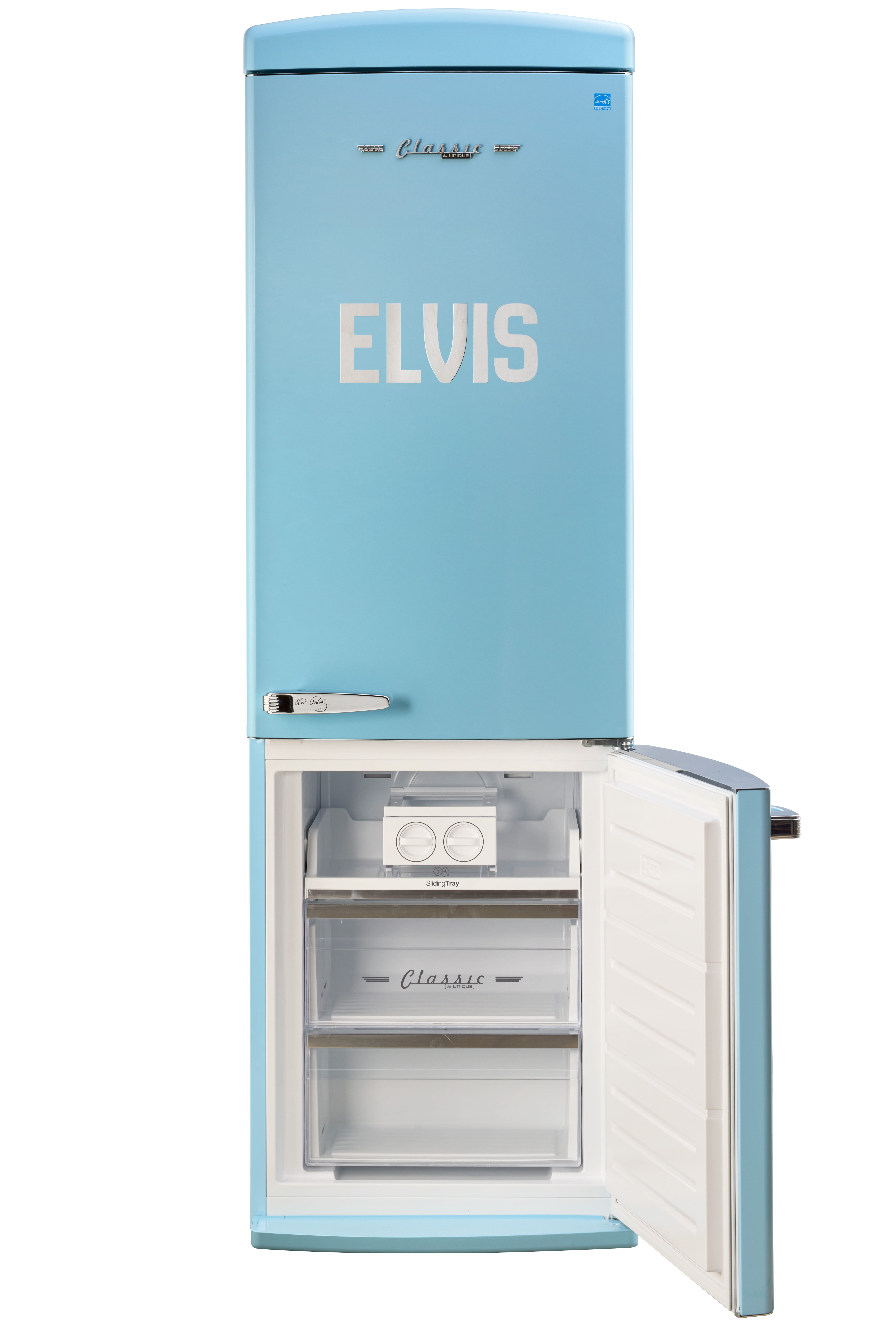 Elvis Classic Retro 12 cu ft Top Mount Refrigerator in Blue Hawaii