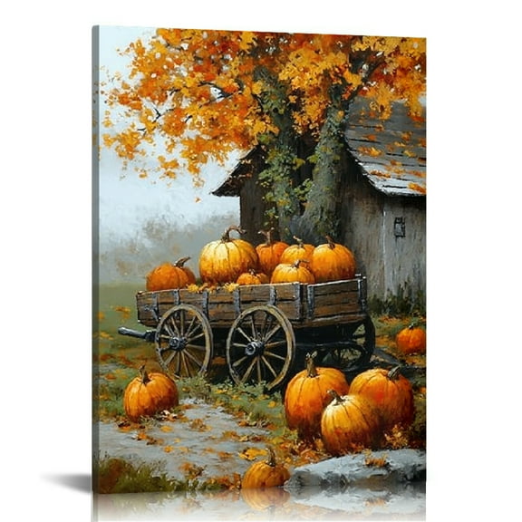 GooTPa Harvest Magic in an Autumn Canvas Wall Art, Canvas Prints Wall Art for Living Room Bathroom Bedroom Office, Art Print Painting for Home Decorations - 12x16in