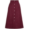 thumbnail image 1 of Falda midi de cintura alta, falda elástica vintage de corte A, falda de pana, 1 of 5