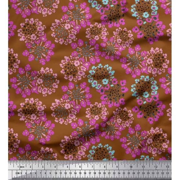 Soimoi Cotton Duck Fabric Flower Artistic Print Fabric by the Yard 42 Inch Wide