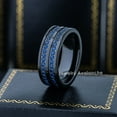 thumbnail image 2 of 8mm Men’s Black Tungsten Eternity Wedding Band, Two Row Blue CZ, Anniversary Ring - TN1161WAs11.5, 2 of 4