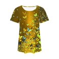 thumbnail image 5 of Going Out Tops for Women Viikei Womens Floral Tops for $5 Tops,Ladies' Casual Short Sleeved Loose Round Neck Printed Top Yellow XXL, 5 of 6