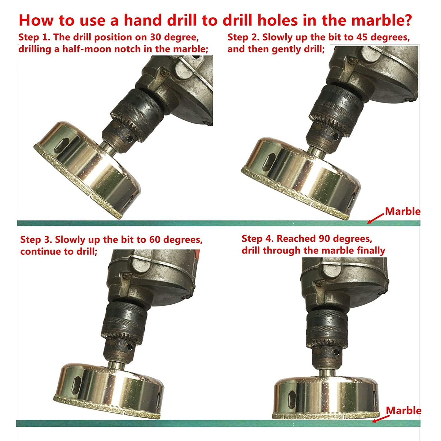JINGLING 125mm 5" Diamond Hole Saws Drill Bit Masonry Drilling Tools for Stone Glass Tile