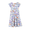 thumbnail image 2 of Auroural Girls Outfits Clothes Toddler Toddler Girls Dresses 4T, 5T Girls' Summer Flower Print Short Sleeve Ruffled Pockets Round-Neck Printed Dress For Kids, 2 of 5