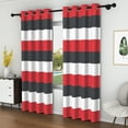 thumbnail image 5 of Lfeey Red and Black Stripe Room Darkening Window Curtains, Drapes for Bedroom Living Room Kitchen Thermal Insulated 2 Panels, 52x84 inch, 5 of 6