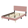 thumbnail image 4 of 2 Pieces Bedroom Sets, Queen Size Corduroy Platform Bed with Storage Ottoman, Platform Bed with Tufted Headboard and Metal Legs, Entryway Bench Ottoman Bench for Living Room, Bedroom, Pink, 4 of 7