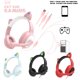 thumbnail image 4 of Moyic G19 Pink Cat Ear Cute Girl Auriculares para juegos con micrófono Reducción de ruido Estéreo Música RGB Flash Light Auriculares con cable Cables de audio/vídeo Rojo, 4 of 8