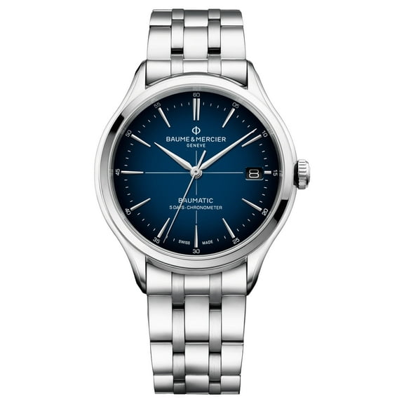 Baume & Mercier Clifton Baumatic COSC Automatic Stainless Steel Blue Dial Date Mens Watch M0A10468