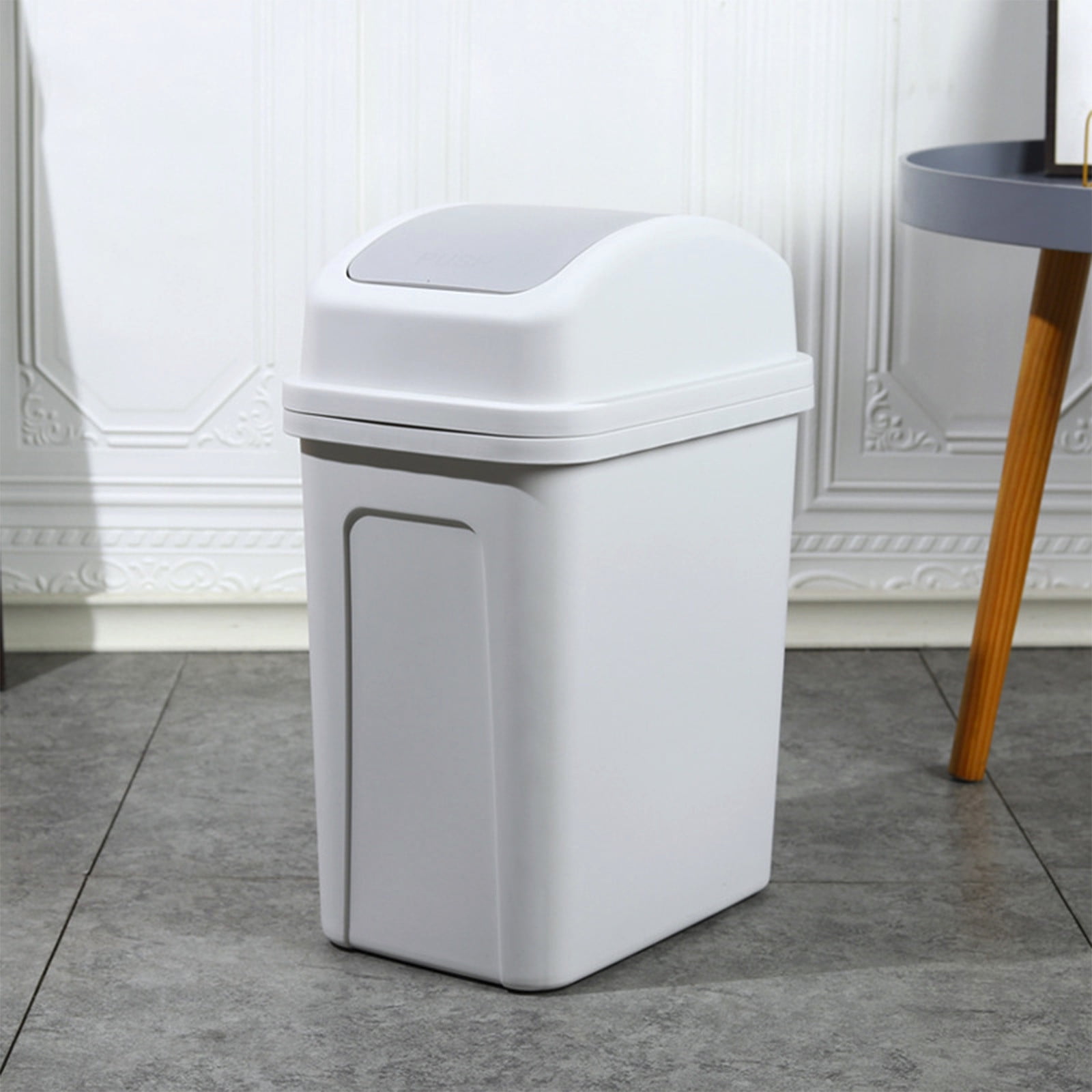 Gnmfd 4.5 Gallon Trash Can with Swing Top Lid, Compact Plastic Garbage Bin for Bathroom Office Bedroom Living Room, Space Saving Easy Clean Design for Household Waste Management