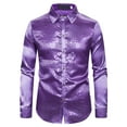 thumbnail image 2 of Tiweut Mens Sequins Shirts Button Down Long Sleeve Slim Fit 80s Disco Party Blouses Sparkle Glitter Shiny Rave Tops Clubwear,Purple,2XL, 2 of 4