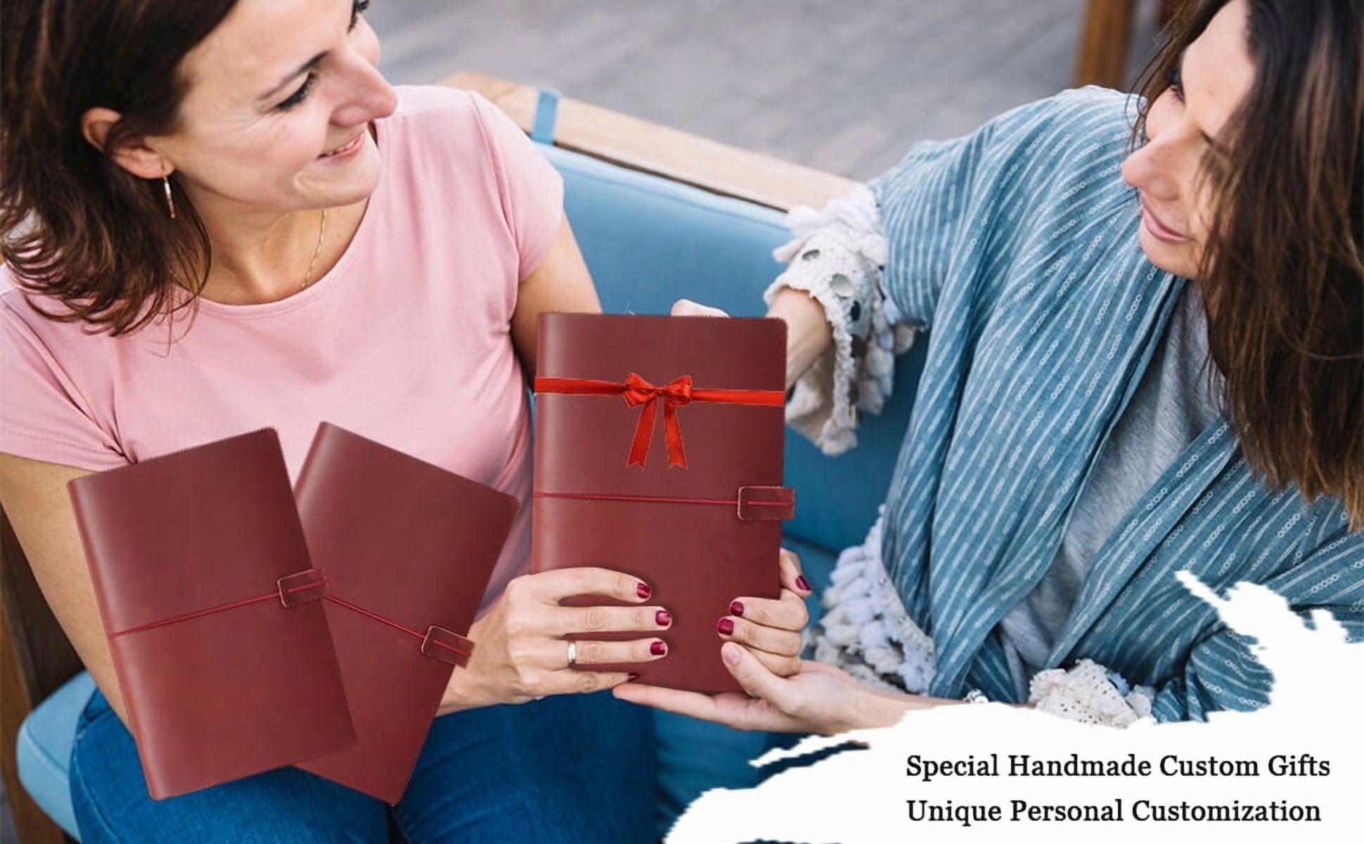 KISSKI·H Olvido Refillable Leather Journals for Women, A5 Travelers Diary Notebook with A5 Notepad, 6 Ring Binder Planner Notebook Organizer, Perfect for Business Gift/Personal Diary, Red