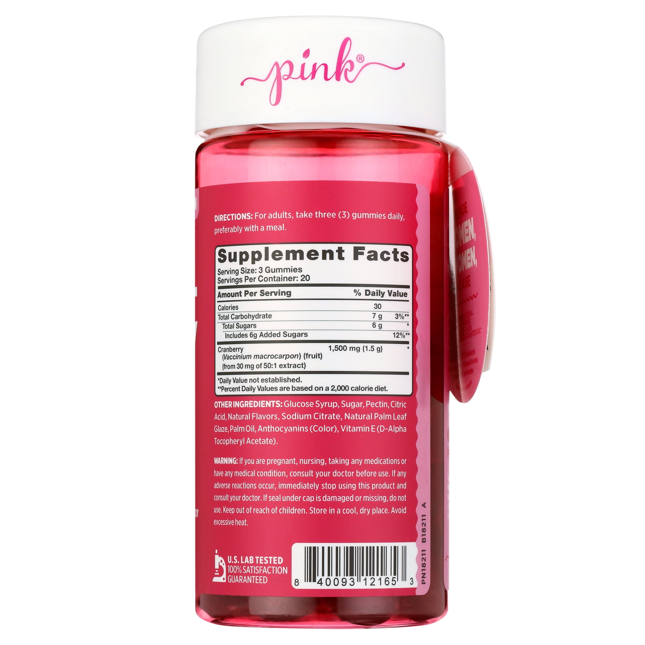 Pink Cleansing Cranberry Gummies, Dietary Supplement, 60 count